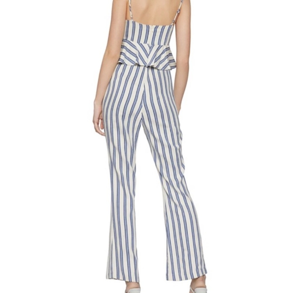 BCBGeneration NWT Blue & White Nautical Peplum Striped Sleeveless Jumpsuit 3512 - Picture 2 of 13